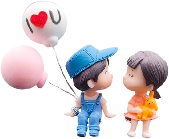 Car decoration, cute cartoon couple, action figure, balloon ornament, resin balloon couple figurines garden ornament, cute doll couple ornaments