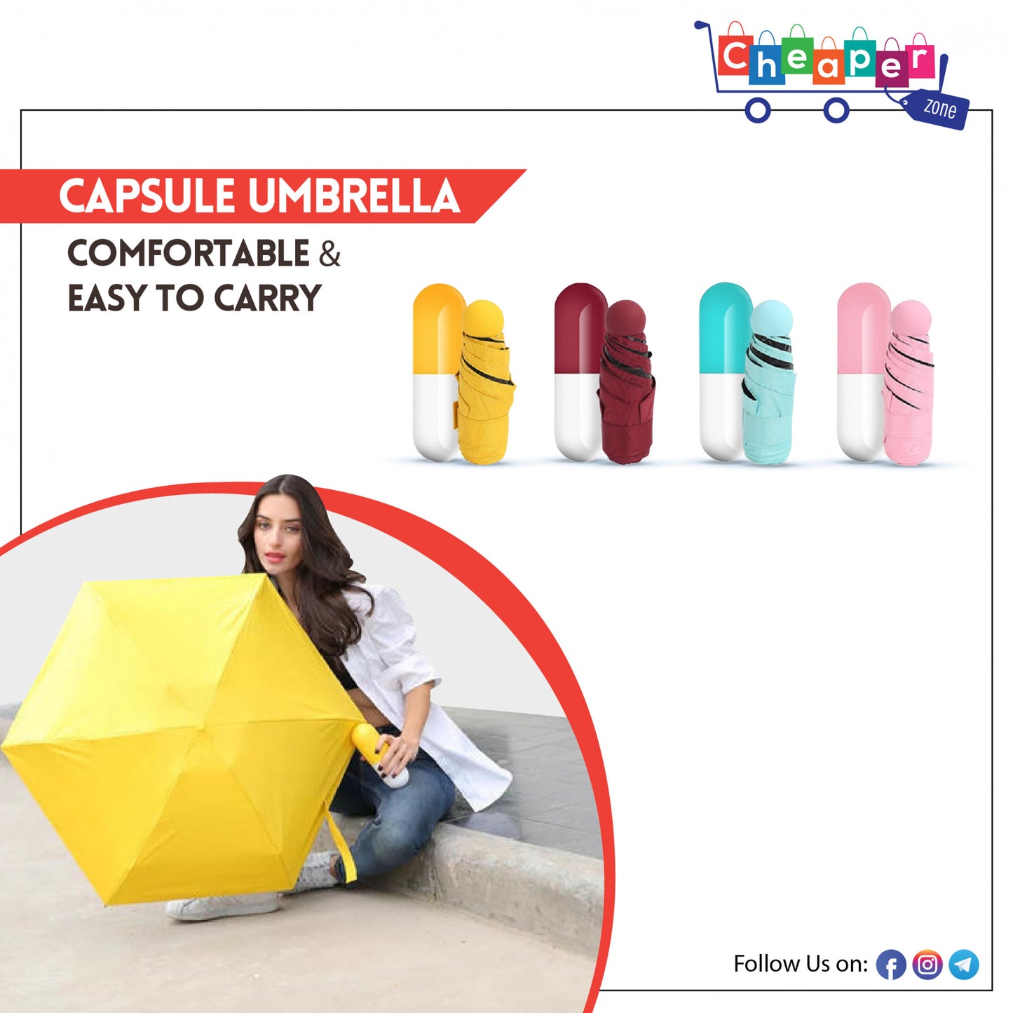 Capsule Travel Umbrella – Ultra Compact, UV-Resistant, with Waterproof Case