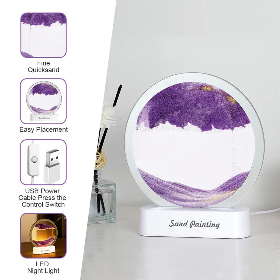 Quick Sand Art Painting with LED Lighting – Dynamic Moving Landscape Night Lamp