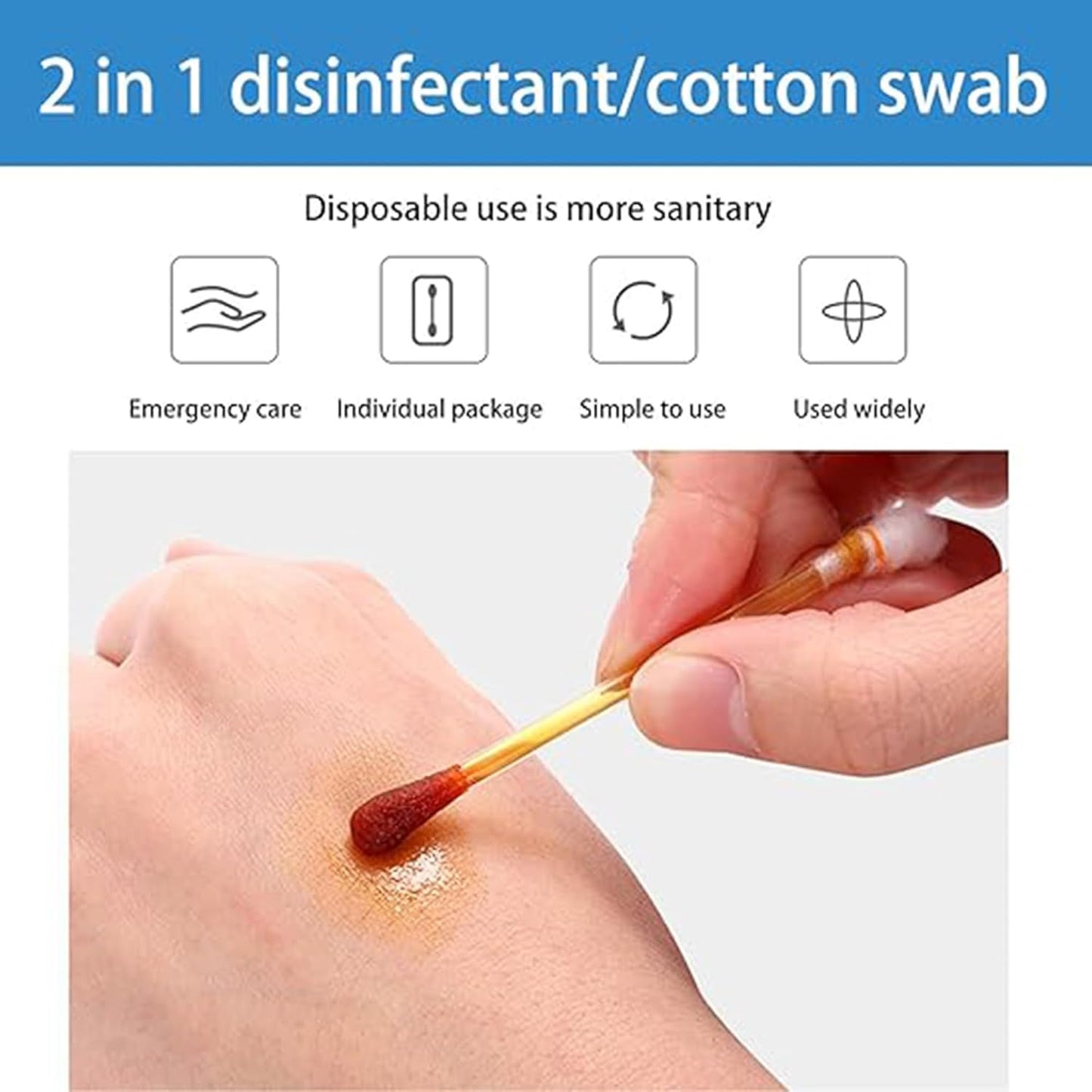 50 Pcs Cotton Iodine Swab Sticks – Pre-Filled Antiseptic Cleaning Swabs