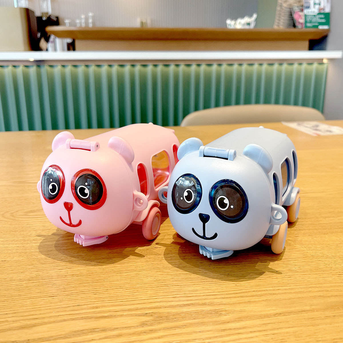 Cute Panda Bus Shaped Water Bottle for Kids – 380ml with Straw & Strap